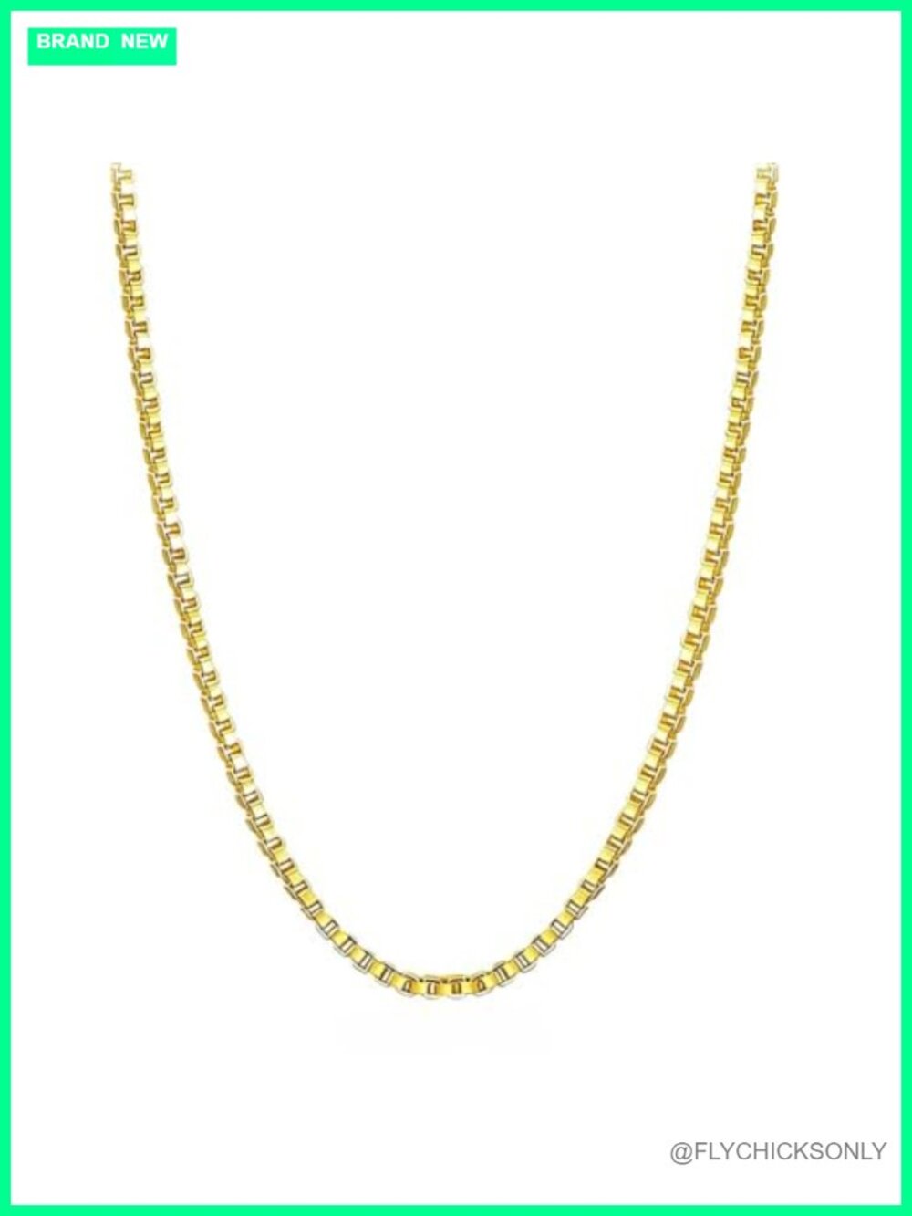 14K Solid Yellow Gold Box Chain Necklace Thin Dainty